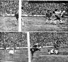 Peru's match against Chile at the 1975 Copa America. Peru Chile Copa America 1975 Oblitas Chalaca Version2.png