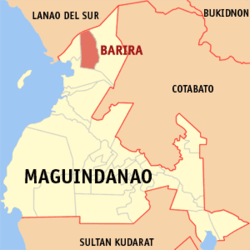 Map of Maguindanao showing the location of Barira