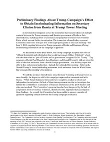 Senate Judiciary Democrats report - "Preliminary Findings About Trump Campaign's Effort to Obtain Incriminating Information on Secretary Clinton from Russia at Trump Tower Meeting" Preliminary Findings About Trump Campaign's Effort to Obtain Incriminating Information on Secretary Clinton from Russia at Trump Tower Meeting.pdf