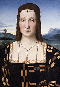 Portreto de Elisabetta Gonzaga (ĉ. 1504), atribuita al Rafaelo