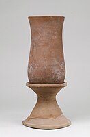 Egyptian "red ware" situla-shaped jar, c 1390–1353 BC, New Kingdom, Dynasty 18, reign of Amenhotep III