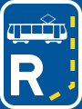 Start of a reserved lane for trams