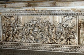 Relieve con la Adoración de los Reyes Magos de Alfonso Lombardi.