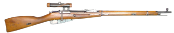 Le Mosin-Nagant est un fusil qui équipa l’Armée rouge jusque dans les années 1960. Dans sa version pour le tir de précision, il fut le fusil de prédilection des tireurs d’élite russes durant la Grande Guerre patriotique, et notamment du plus célèbre d’entre eux, Vassili Zaïtsev qui combattit à Stalingrad. (définition réelle 1 514 × 293)