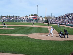 Spring training - A Cactus League game between...