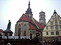 Stuttgart "Stiftskirche", Aussenansicht in der Vorweihnachtszeit