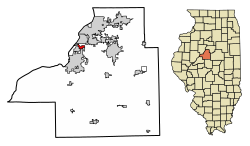 Location of Marquette Heights in Tazewell County, Illinois.