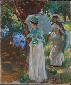 John Singer Sargent, Two Girls with Parasols at Fladbury, 1889