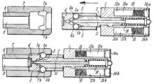 The roller-delayed blowback mechanism originated from the aborted StG 45(M) assault rifle prototypes developed in Nazi Germany at the end of World War II. US Patent 3283435 8-Nov-1966 BREECH CLOSURE Theodor Koch.png