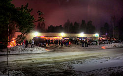 Entinen Ylämaan kunnantalo, nykyinen Ylämaa-talo uudenvuodenjuhlissa 31.12.2014.