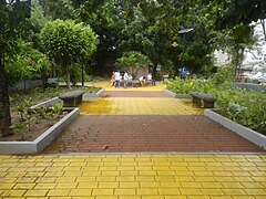 Painted tiled walkway