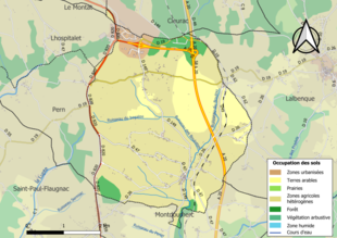 Carte en couleurs présentant l'occupation des sols.