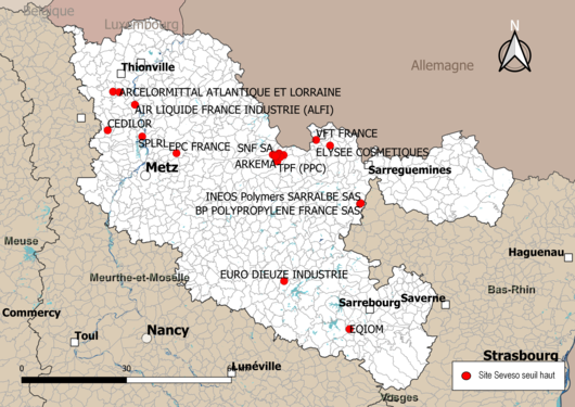 Carte des sites « Seveso seuil haut ».