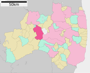 Lage Aizu-Wakamatsus in der Präfektur