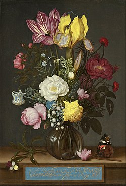 Kukkakimppu lasimaljakossa, 1621, 31,6 × 21,6 cm, National Gallery of Art, Washington, D.C.