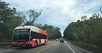 A route 12 bus in Blue Hills Reservation