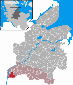 Elhelyezkedése Rendsburg-Eckernförde térképén