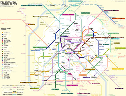 Le plan du rÃ©seau mÃ©tropolitain parisien (mars 2013).
