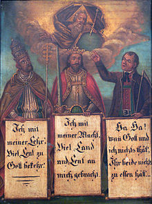 Image of the Three Estates under the Trinity in heaven (Tyrol, 1800) Die drei Stande Tirol um 1800 OMV.jpg
