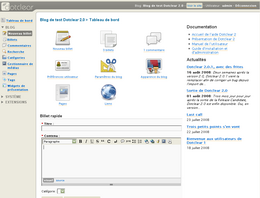 Panneau d'administration Dotclear 2.0