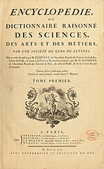 Miniatura para Encyclopédie ou Dictionnaire raisonné des sciences, des arts et des métiers