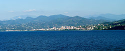 Pohled na Východopontské hory od Černého moře v provincii Giresun