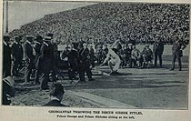 Nikolaos Georgandas – hier als Zweiter des Diskuswurfs bei den Olympischen Zwischenspielen 1906 – ausgeschieden im Vorkampf