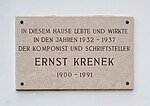 Ernst Krenek - Gedenktafel