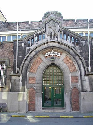 The gate of prison in Dendermonde (Belgium).