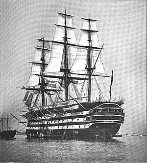 HMS St. Vincent used as a Training ship in 1897.