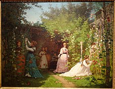 Les roses trémières, Jonathan Eastman Johnson, 1876.