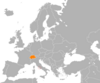 Location map for the Holy See and Switzerland.