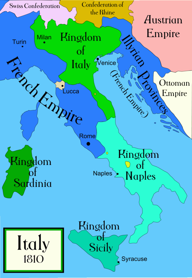 Італії: історичні кордони на карті