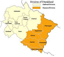 Location of Garhwal in Uttarakhand. Kumaon Garhwal.jpg