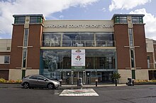 The main entrance of Old Trafford Cricket Ground Lancashire county cricket club entrance.jpg