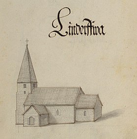 Kyrkan på teckning omkring 1670. [5]