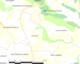 Mapa obce Cauville