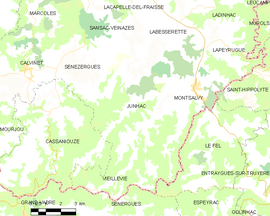 Mapa obce Junhac