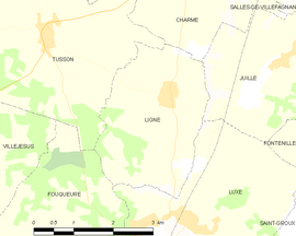 Mapa obce Ligné