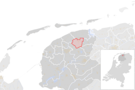 Locatie van de gemeente Dantumadeel (gemeentegrenzen CBS 2016)