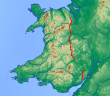 Offa's Dyke (Clawdd Offa) Map. Offa's Dyke Map 2.png