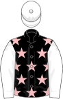 Black, pink stars, white sleeves and cap