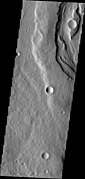 Padus Vallis, as seen by THEMIS. Padus Vallis empties into the Medusae Fossae Formation.