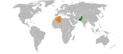 Map indicating locations of Pakistan and Algeria