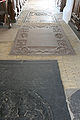 Køge Kirke. Gravestones in the south aisle. Over Jacob Søfrensen (black with secondary inscription from 1646) and over Christian Frandsen from about 1666 (brown). (No 115 and 134 in 'Danmarks Kirker'.)
