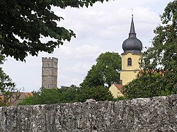 Church tower in Aub