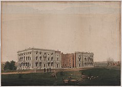 United States Capitol, 1814. The only painting known to survive of the capitol after the British burned Washington during the War of 1812. Digitized from the original watercolor.