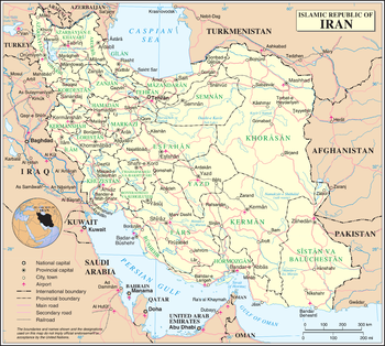 An enlargeable map of the Islamic Republic of Iran