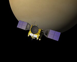 Venus Express Veneras orbītā mākslinieka skatījumā