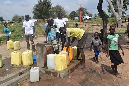 Water point in Rhino camp refugee settlement